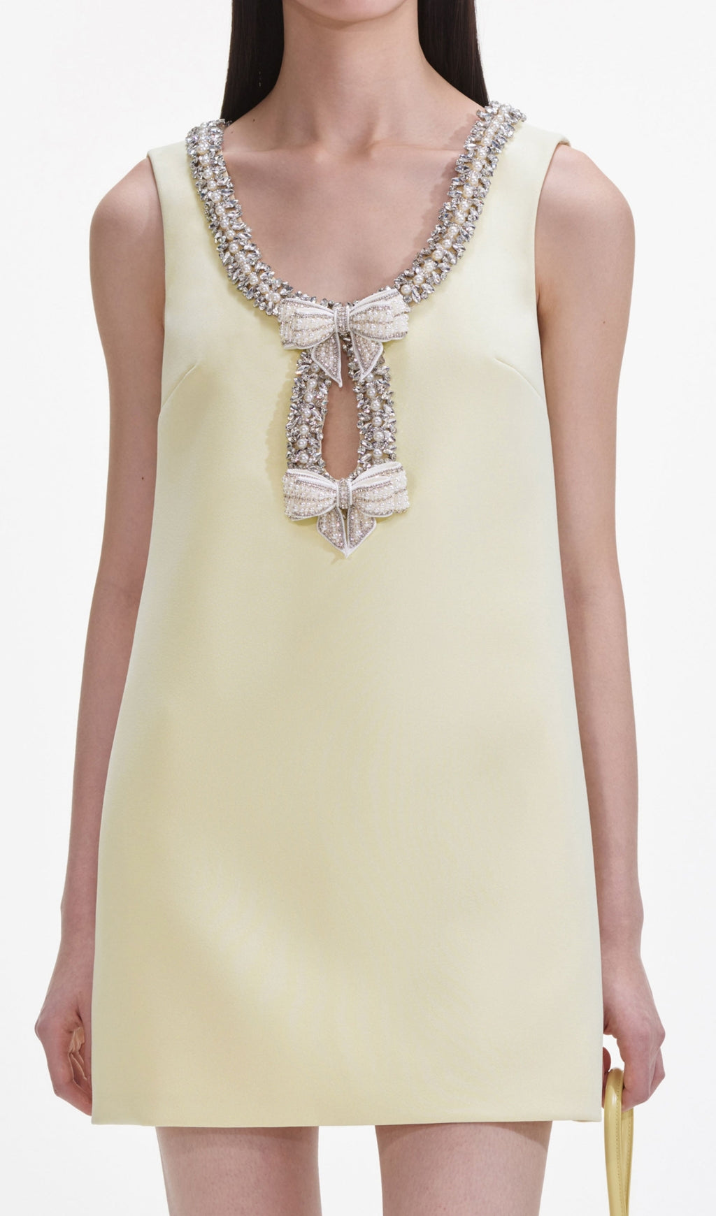 Yellow Crepe Bow Mini Dress Flowering Girl