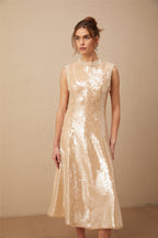 Ornella Faux-Pearl Sequined Midi Dress Flowering Girl