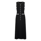 Black Fine-Gauge Knit Two-Piece Set with Metallic Trim Flowering Girl