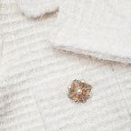 CREAM SEQUIN TEXTURED KNIT JACKET Flowering Girl
