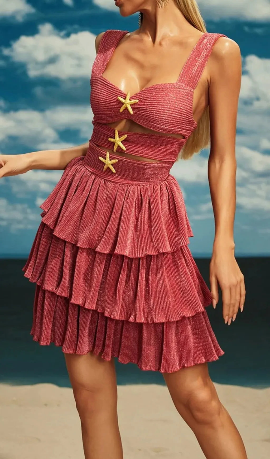 Beroe Starfish Cutout Tiered Mini Dress Flowering Girl