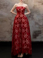 MyAnna Red Strapless Floral Maxi Dress