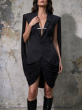 Murphy Black Ruched Bodysuit Mini Dress