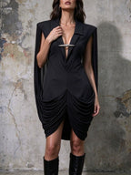 Murphy Black Ruched Bodysuit Mini Dress