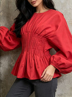 Monica Long Sleeve Pleated Top