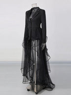 Nabila Black Ruffle Blazer