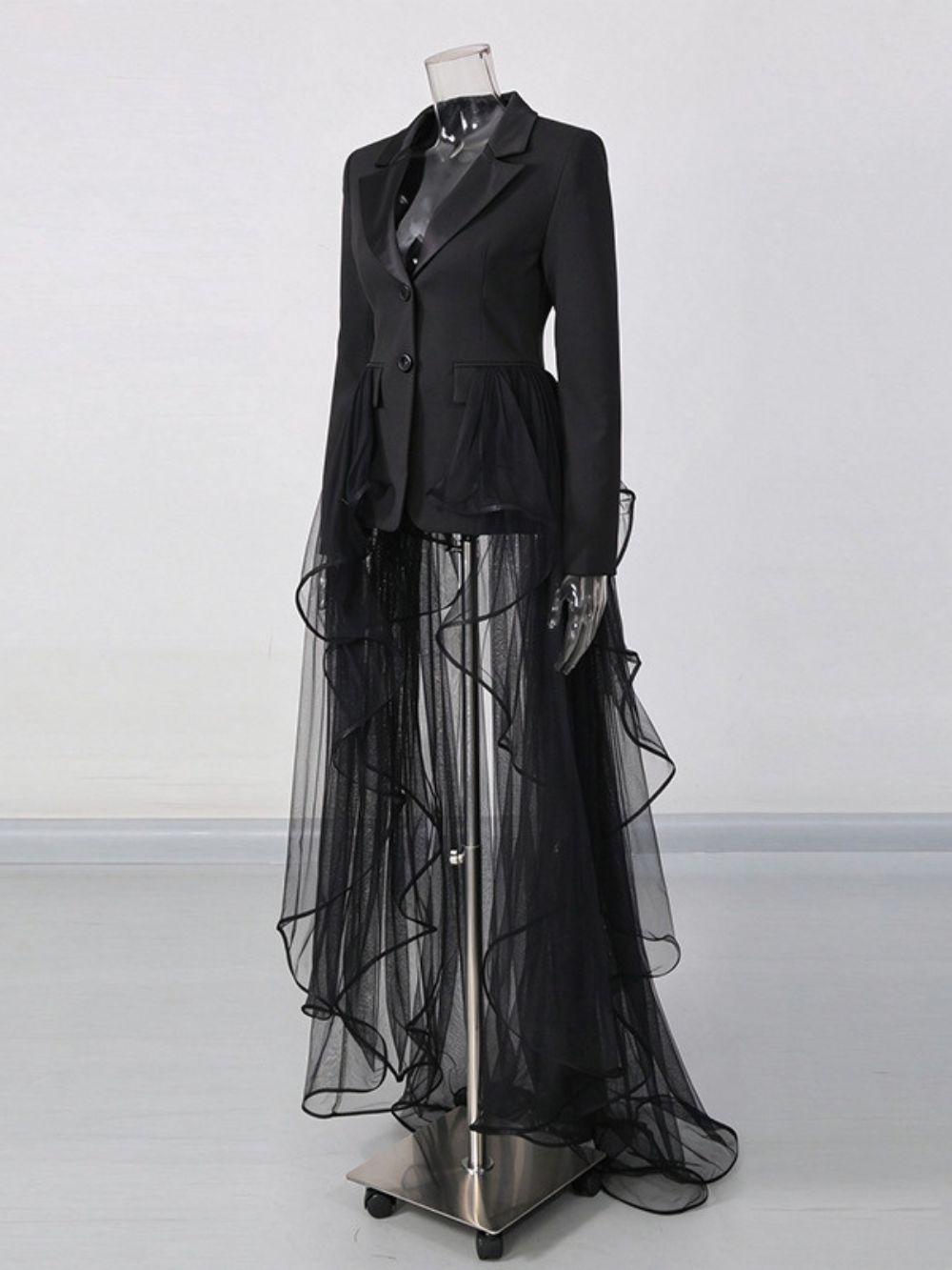 Nabila Black Ruffle Blazer