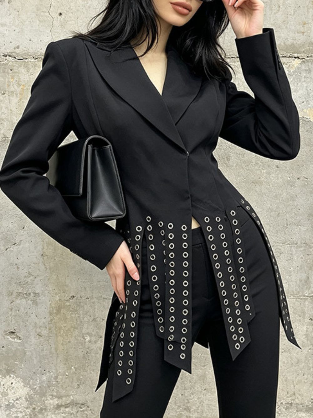 Monique Black Irregular Hem Blazer
