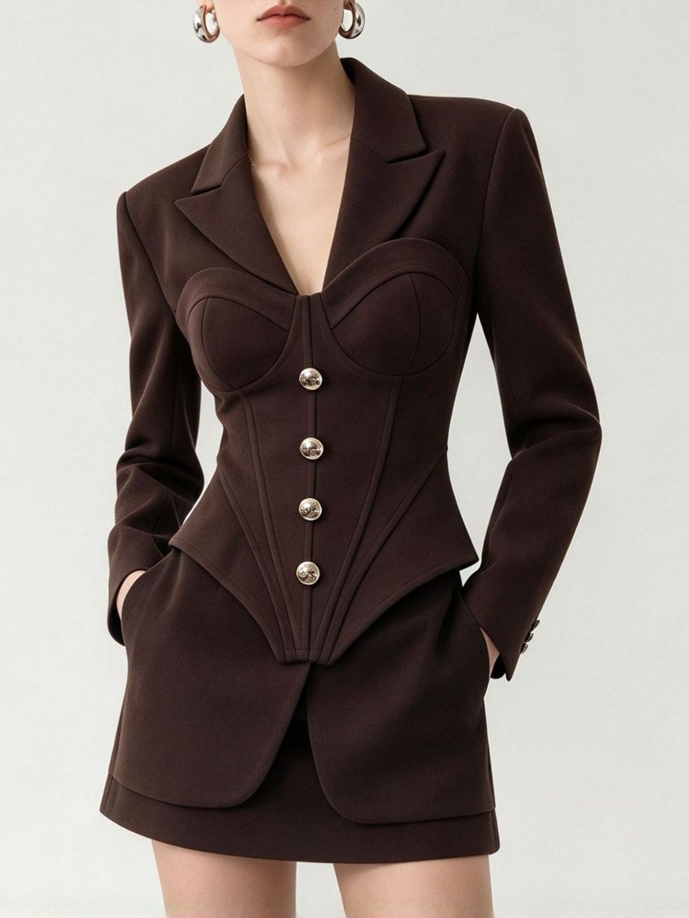 Murray Coffee Corset Skirt Set