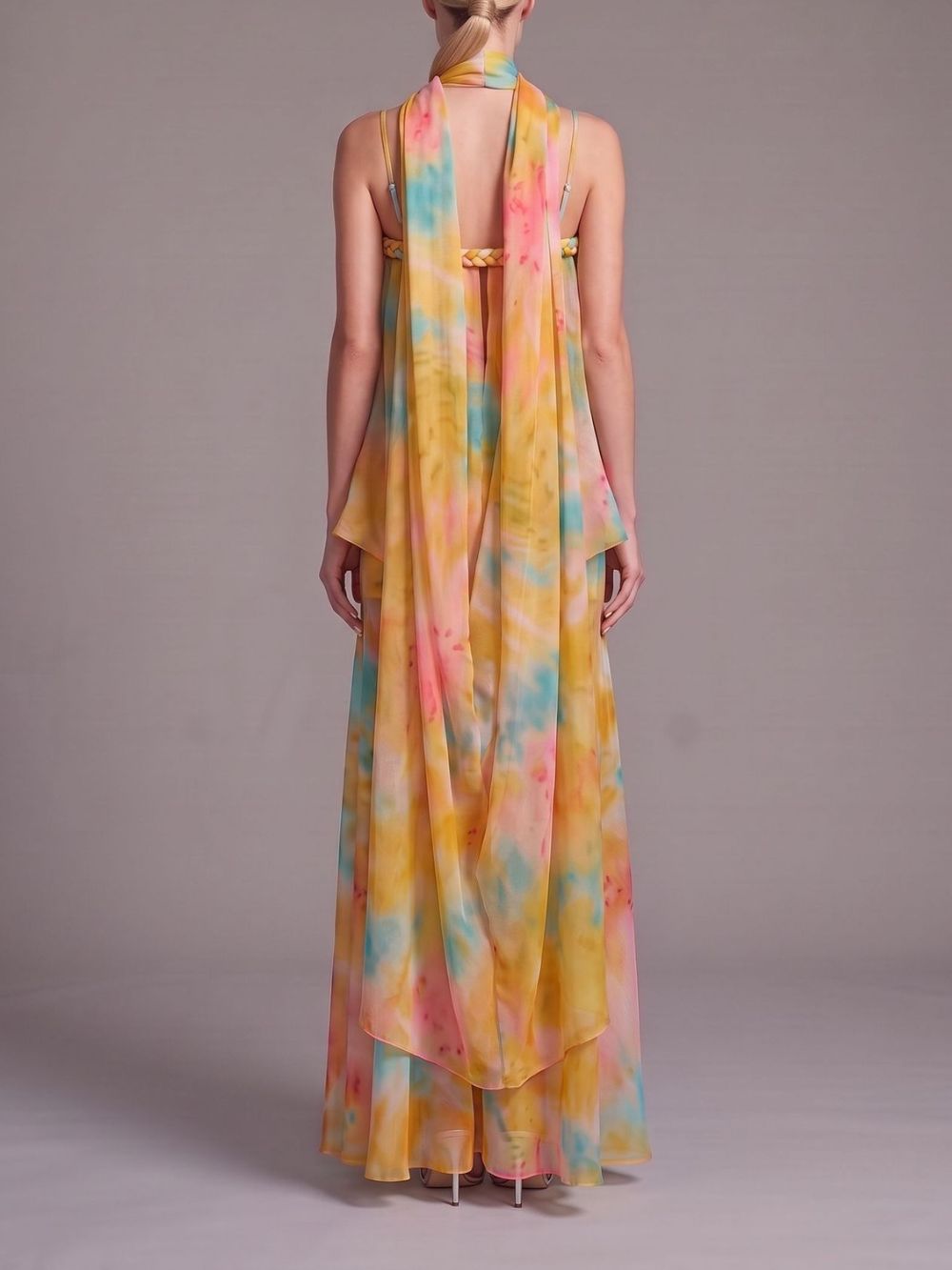 Myla Yellow Spaghetti Printed Maxi Dress