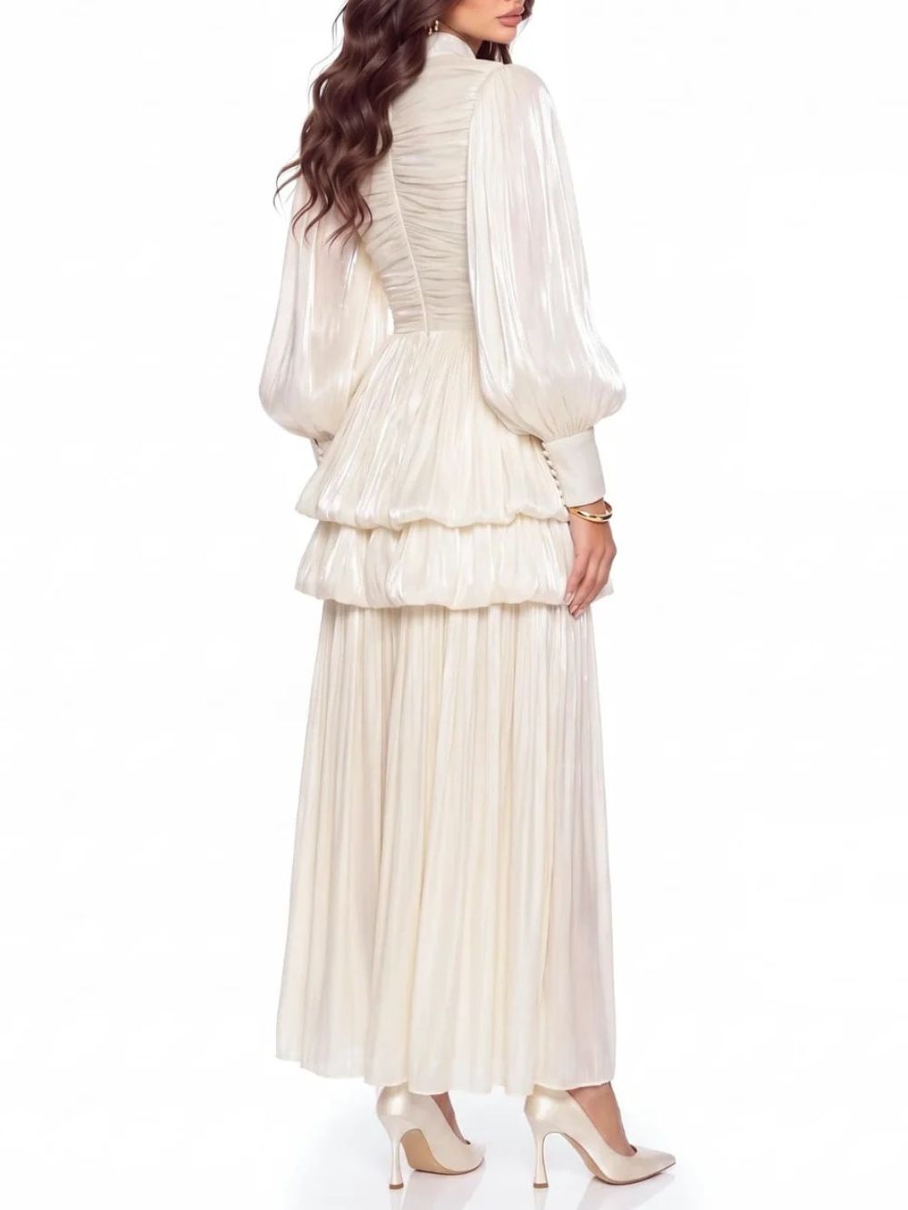Yulvex Balloon Sleeve Tiered Maxi Dress Flowering Girl