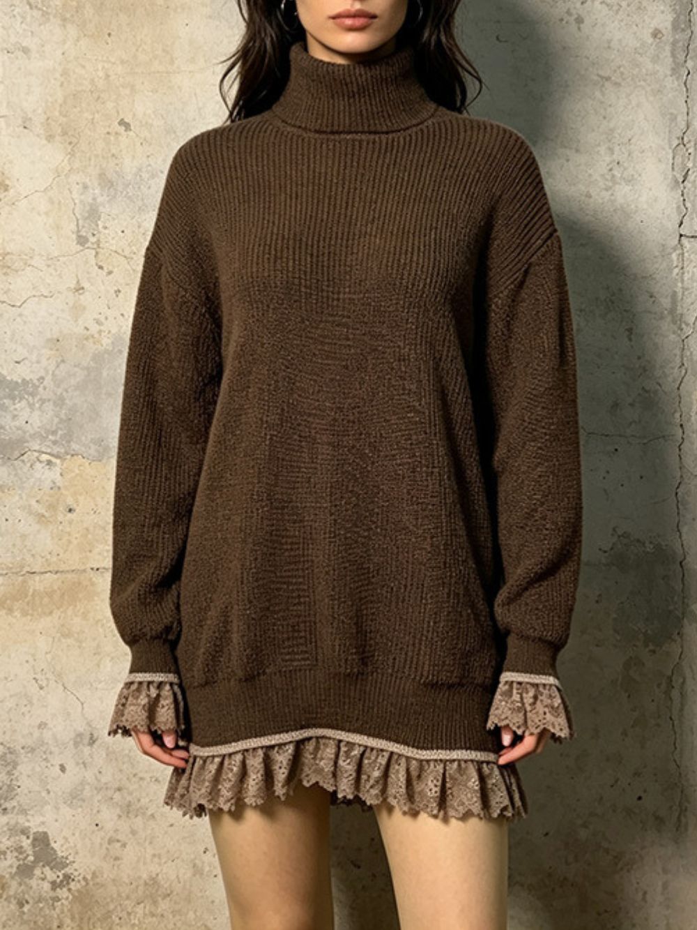 Mitra Knitted Long-Sleeved Lace Sweater