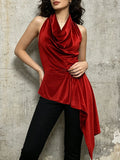 Monte Red Halter Velvet Top