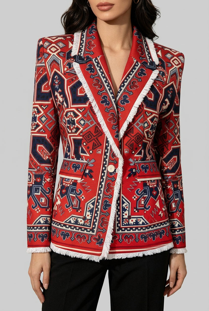 Moxie Red Printed Blazer