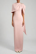 Myna Pink Maxi Dress With Cape