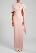 Myna Pink Maxi Dress With Cape