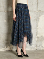 Monet Blue Checkered Skirt