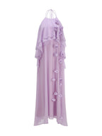 Myriam Purple Halter Flower Maxi Dress