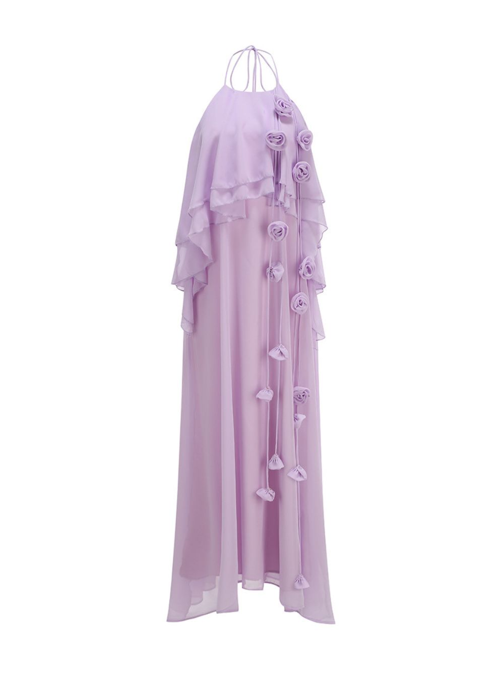 Myriam Purple Halter Flower Maxi Dress