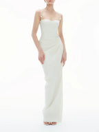 Myer White Spaghetti Ruched Maxi Dress