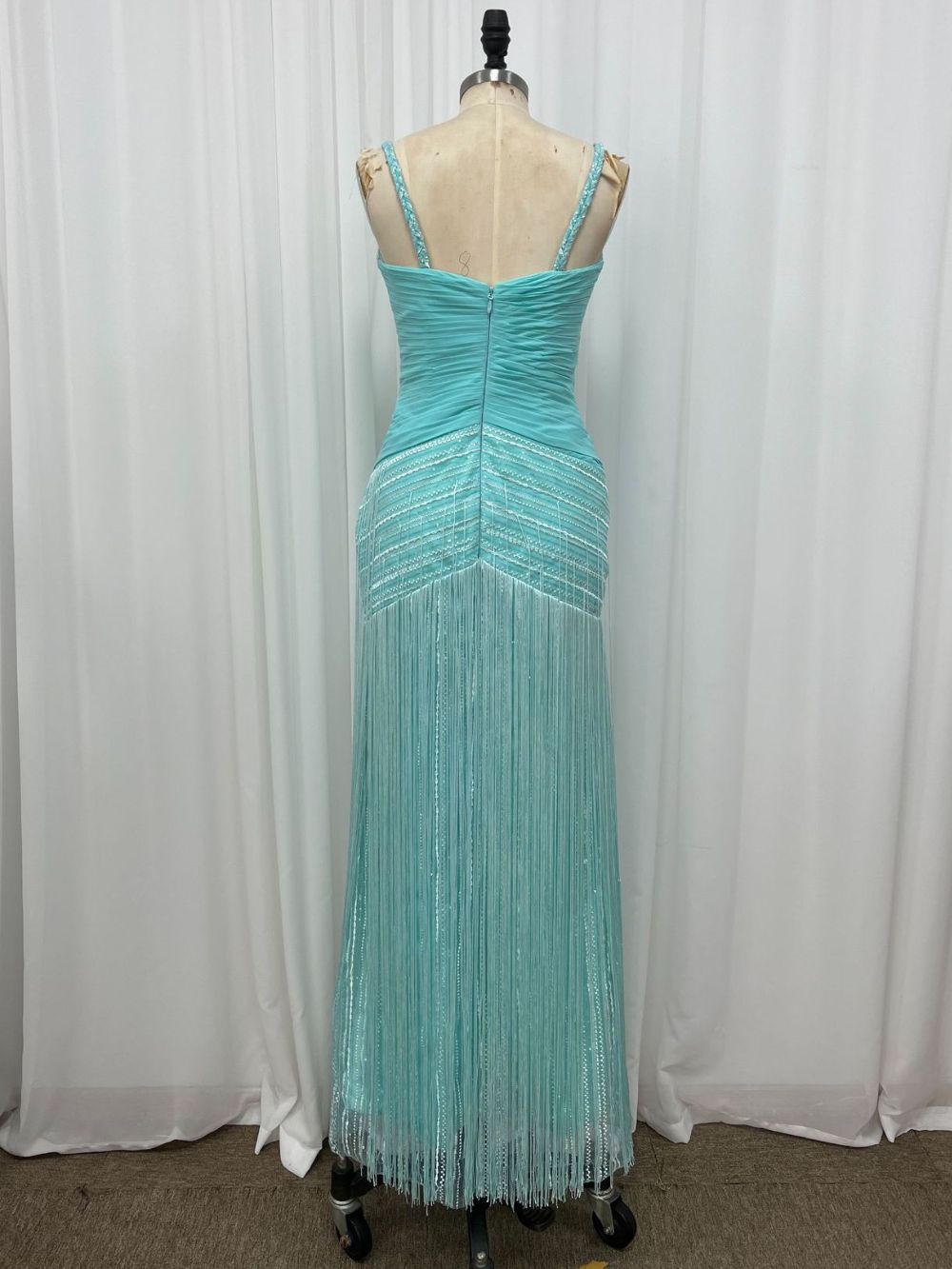 Light Blue Crepe Mermaid Column Gown Flowering Girl
