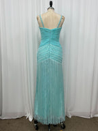Light Blue Crepe Mermaid Column Gown Flowering Girl