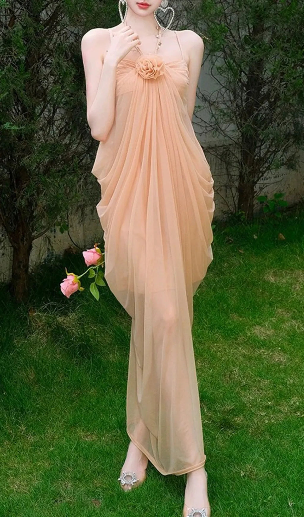 Daveed Flower Mesh Maxi Dress Flowering Girl
