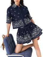 Embroidered Ruffle Mini Skirt Flowering Girl