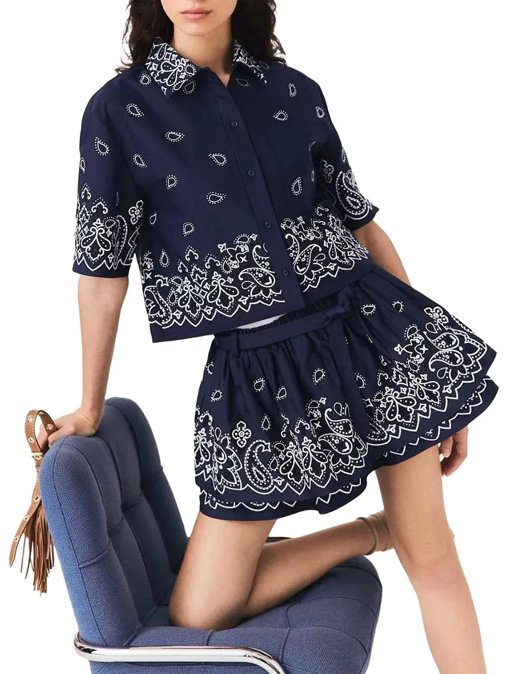 Embroidered Ruffle Mini Skirt Flowering Girl