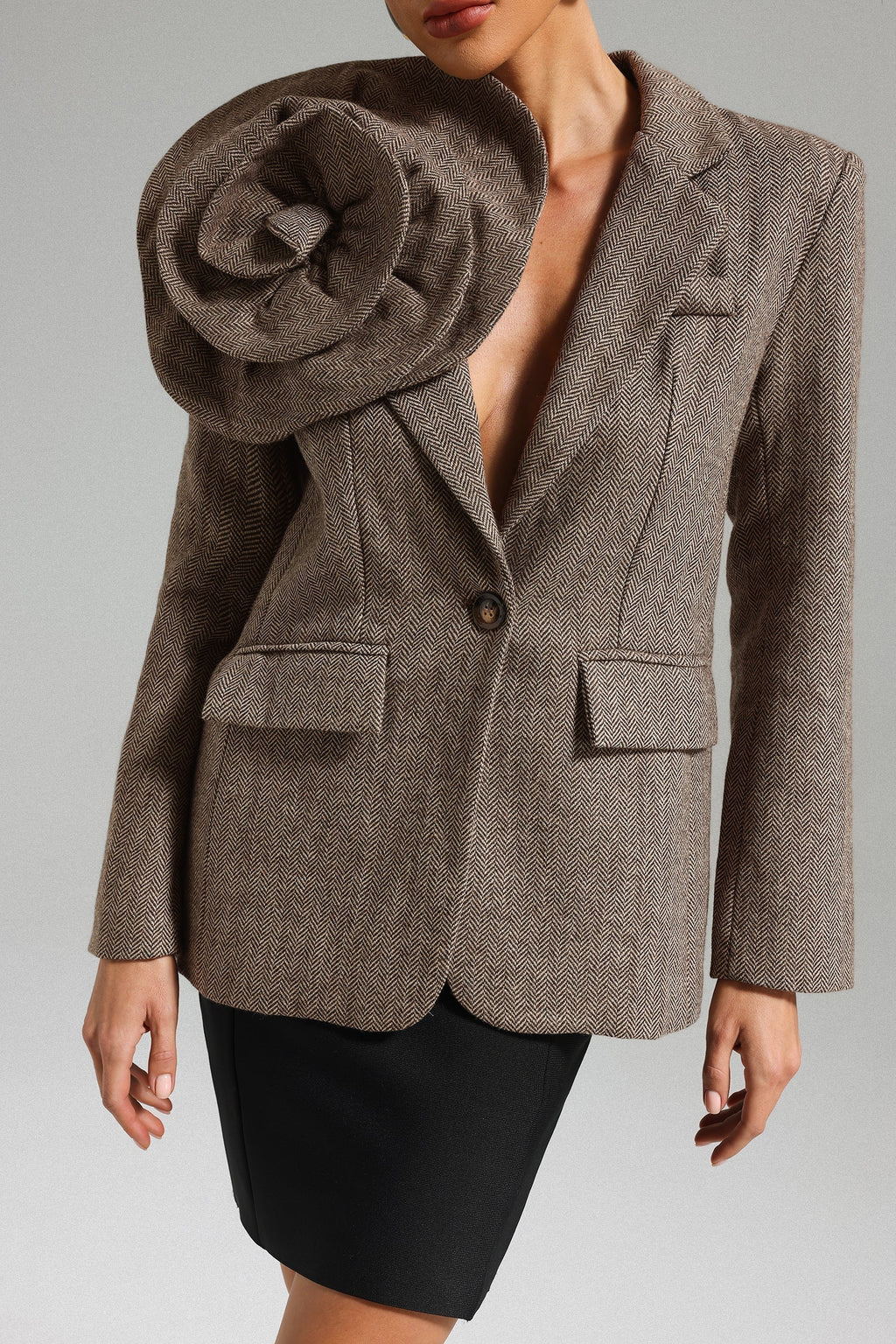 Sada Flower Blazer - Brown Flowering Girl