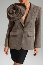 Sada Flower Blazer - Brown Flowering Girl