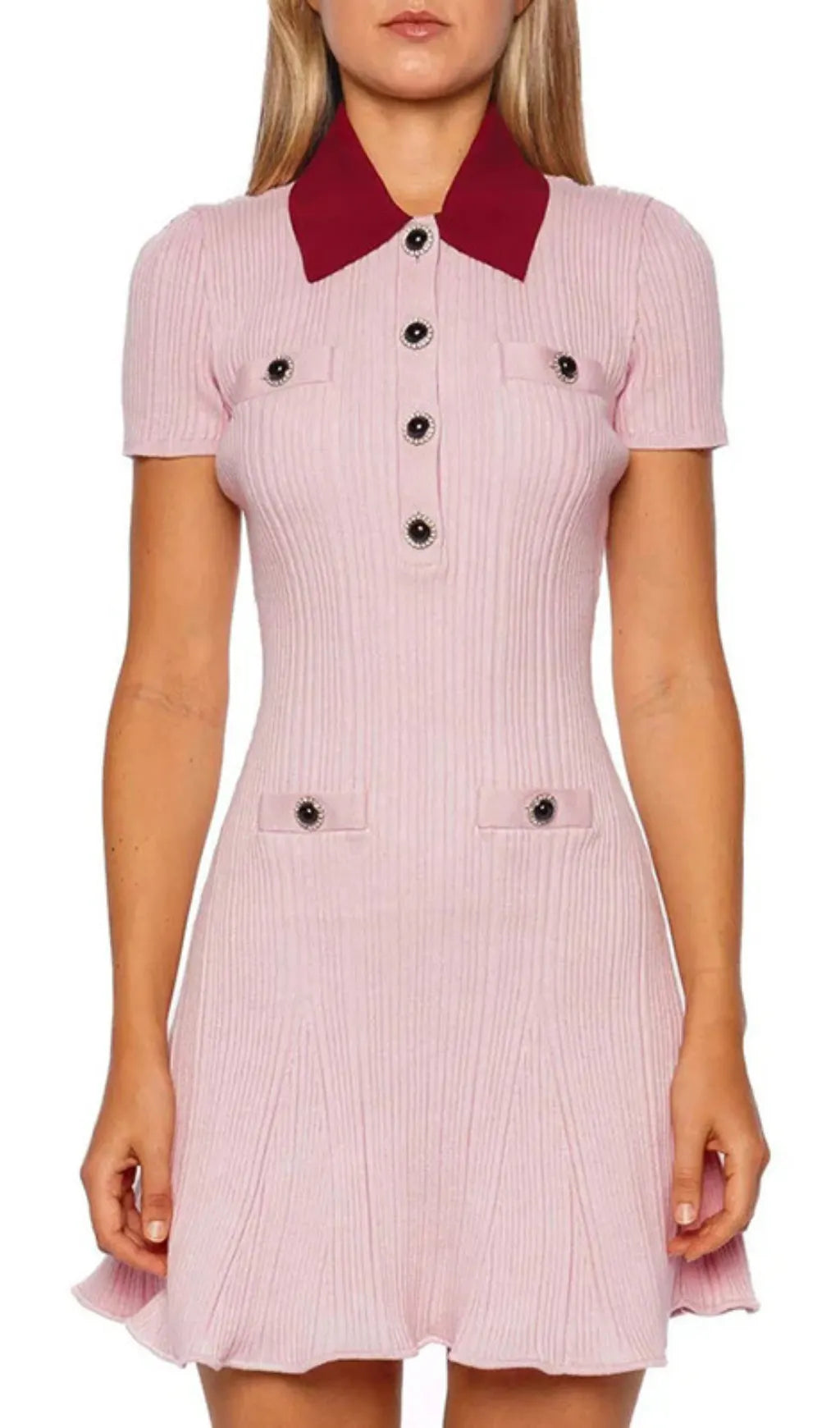 Gracjan Pink Knit Mini Dress Flowering Girl