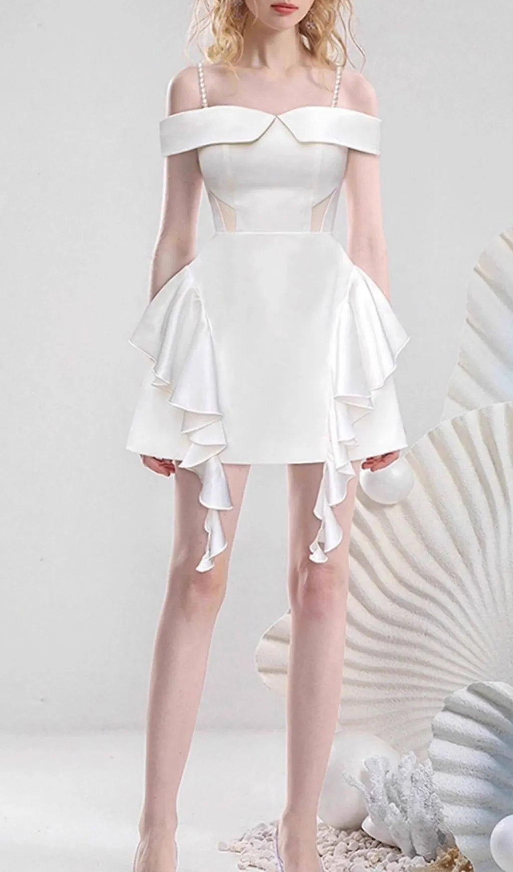 Jayleen White Ruffle Mini Dress Flowering Girl