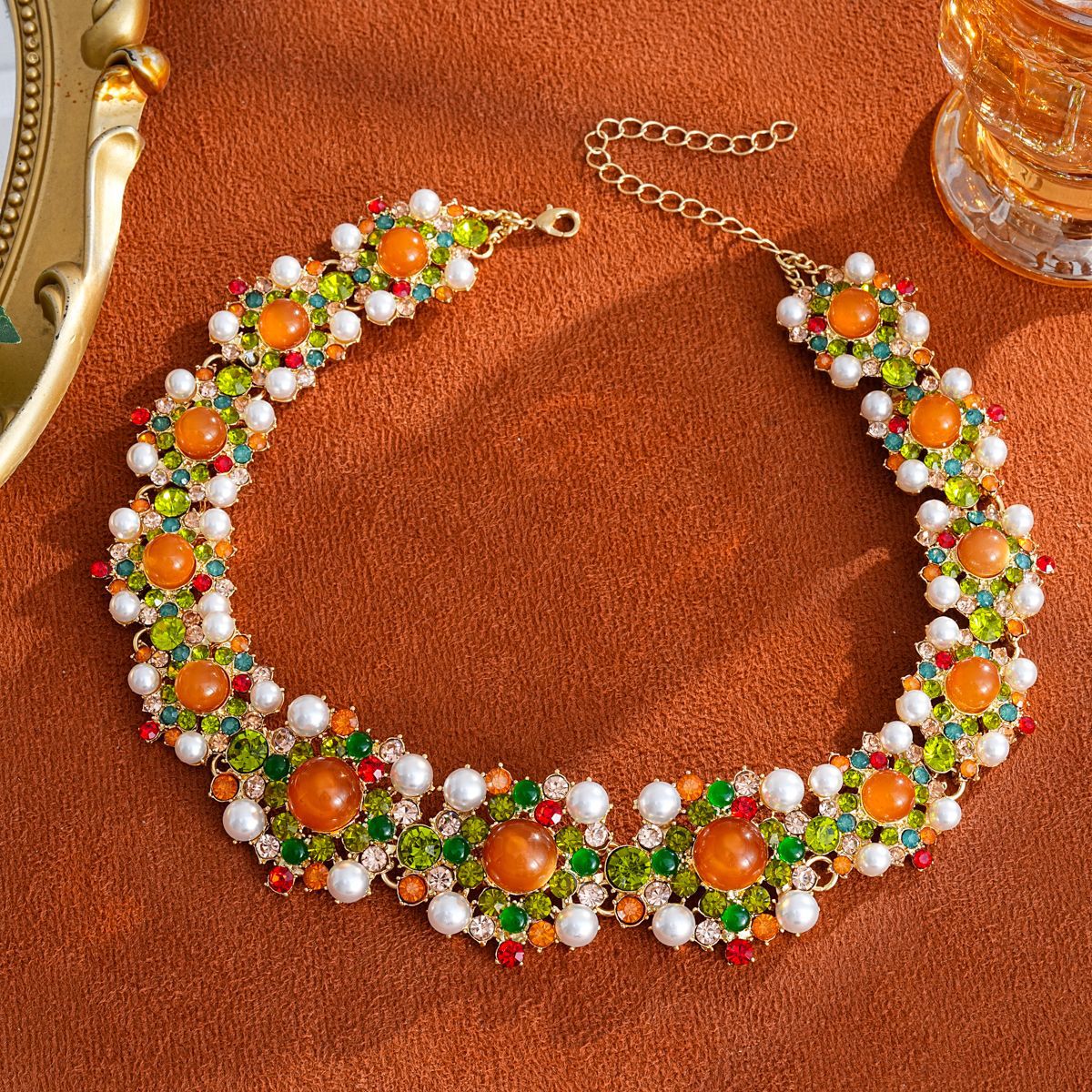 Kagami Diamante Earrings & Necklace Set Flowering Girl