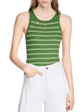 Striped Tassel Trims Vest Top Flowering Girl