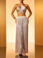 Bluma Halterneck Fringe Skirt Set Flowering Girl