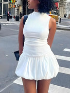 Backless Bubble Mini Dress Flowering Girl