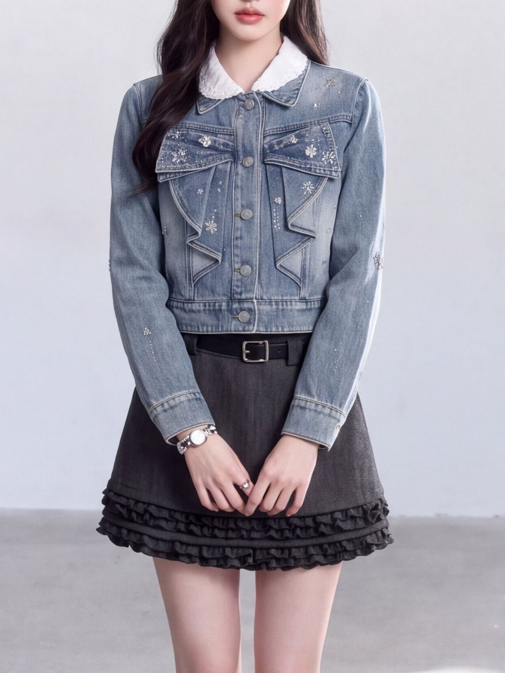 Milka Blue Denim Jacket Flowering Girl