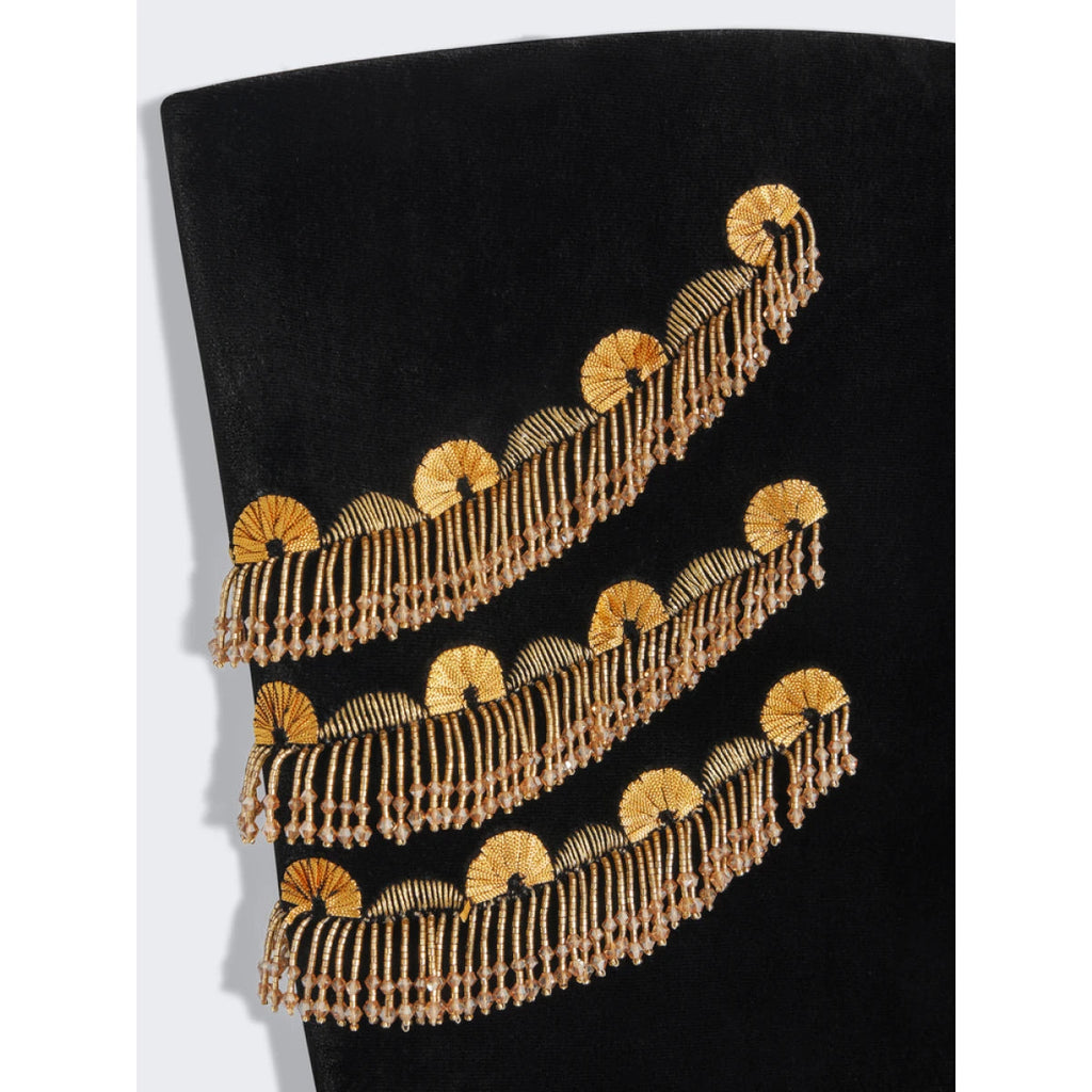 Yuri Skeleton Tassel Embellished Bustier Mini Dress In Black Flowering Girl