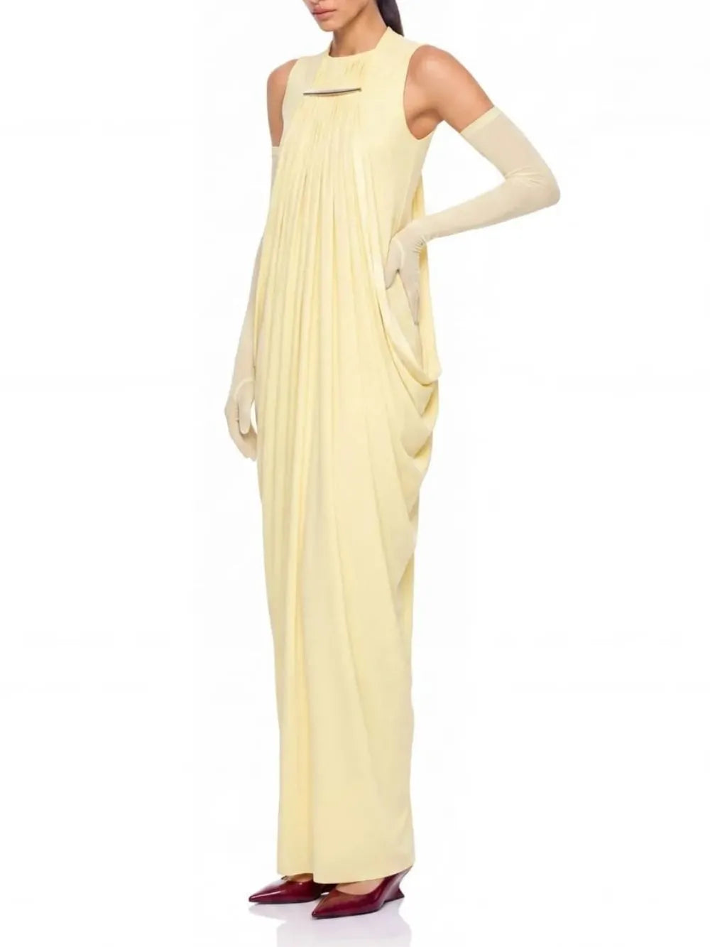 Quvion Sleeveless Draped Maxi Dress Flowering Girl