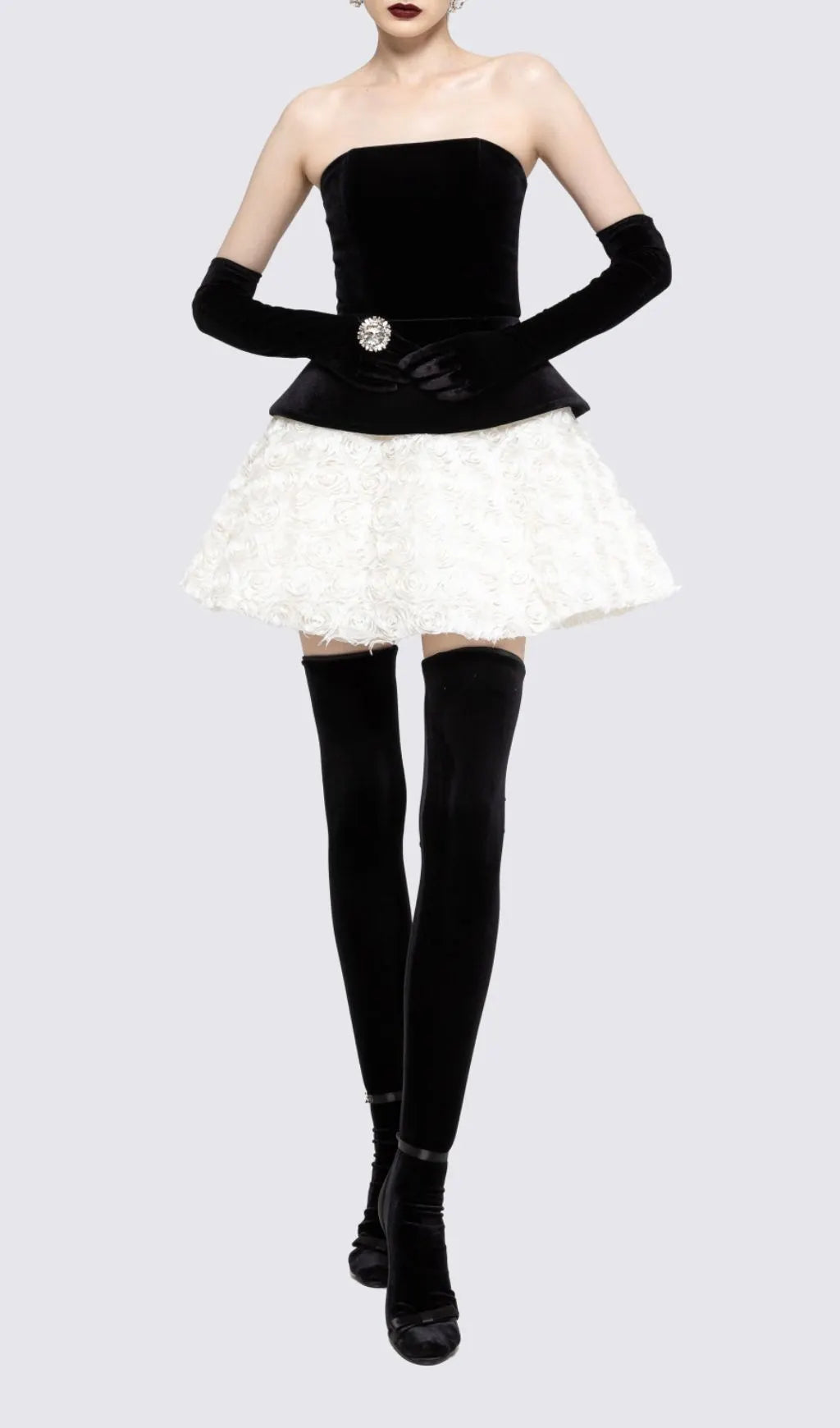 Gefion Strapless Lace-Up Flower Skirt Set Flowering Girl