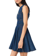 Risunim Flared Mini Denim Dress Flowering Girl