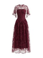 Lace Cape Strapless A Line Maxi Dress Flowering Girl