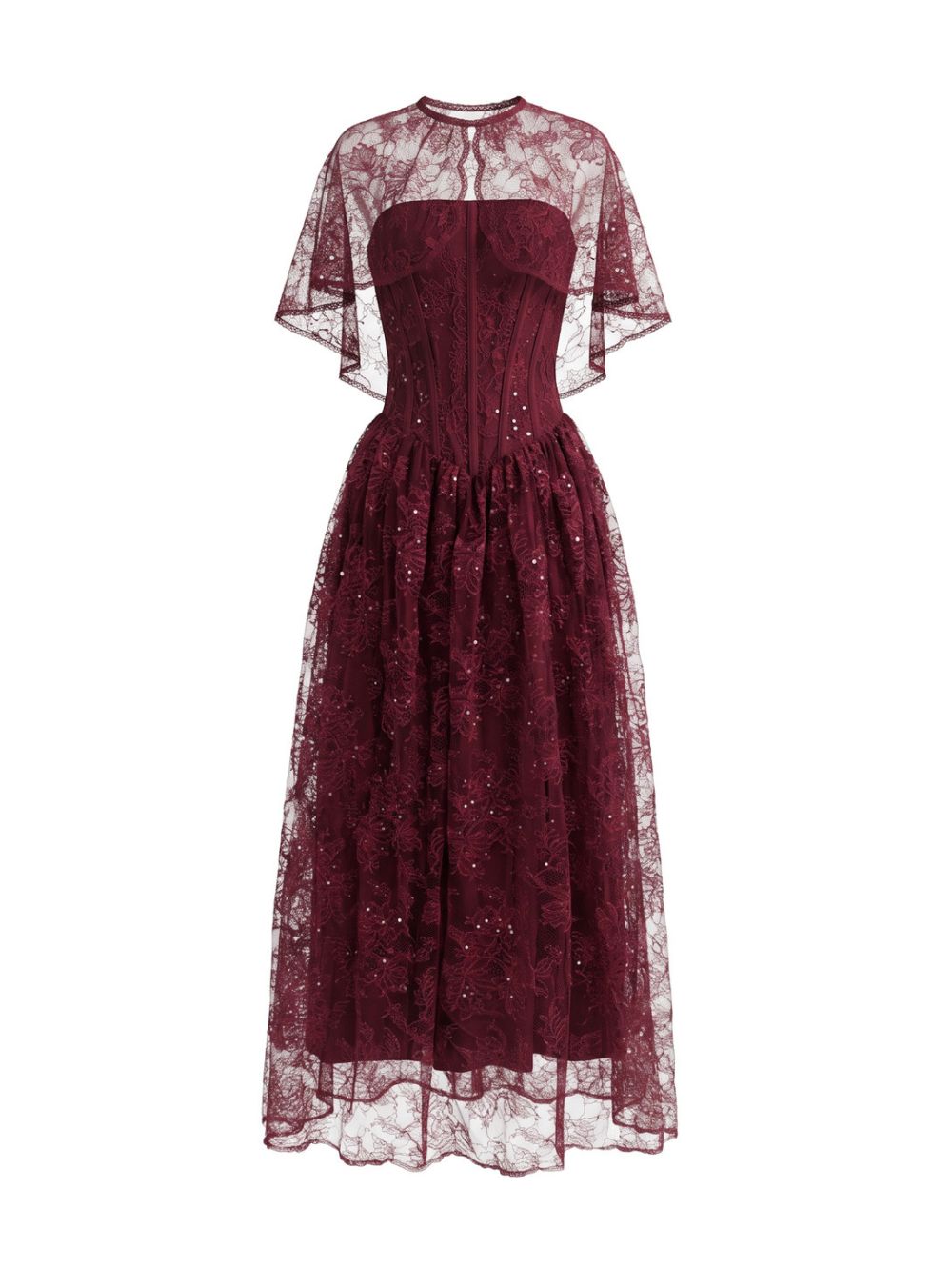 Lace Cape Strapless A Line Maxi Dress Flowering Girl