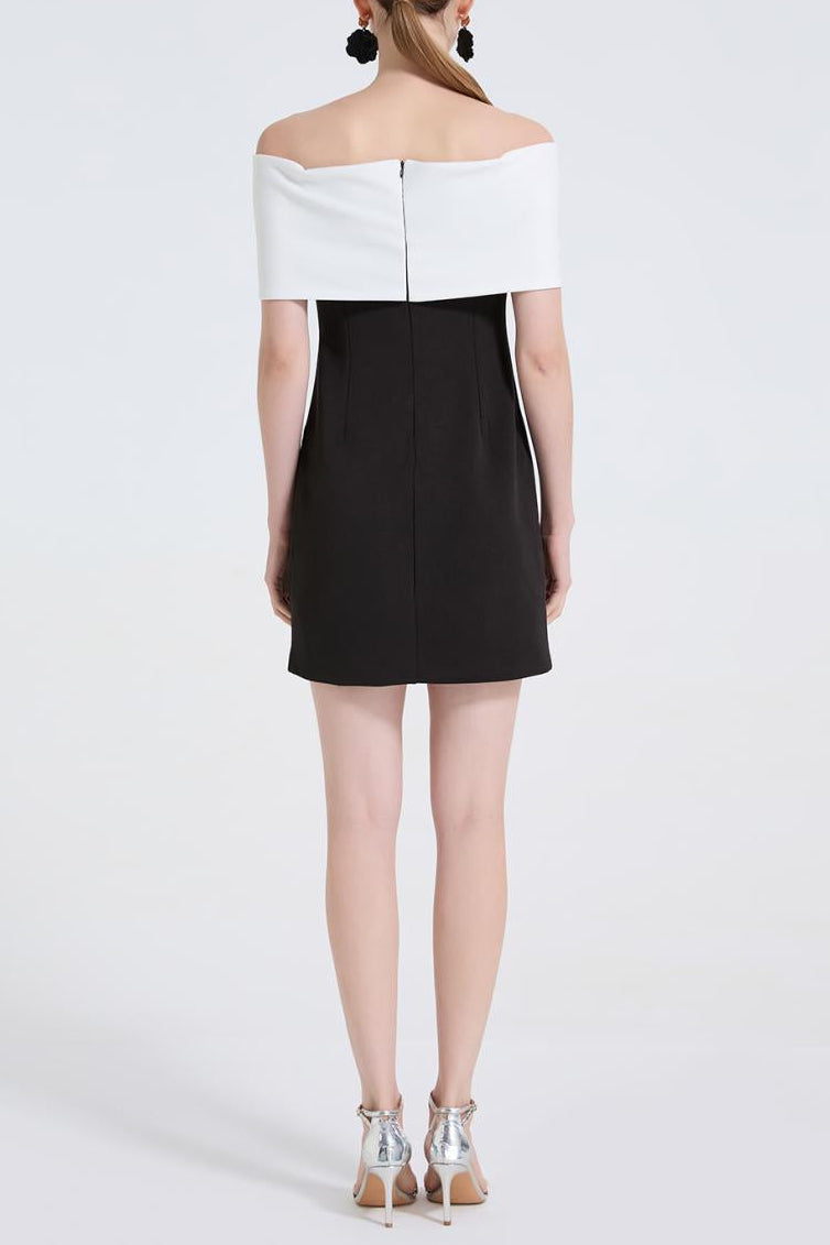 Sandra Off-Shoulder 3d Flower Mini Dress In Black Flowering Girl