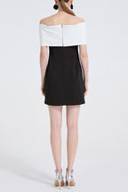 Sandra Off-Shoulder 3d Flower Mini Dress In Black Flowering Girl