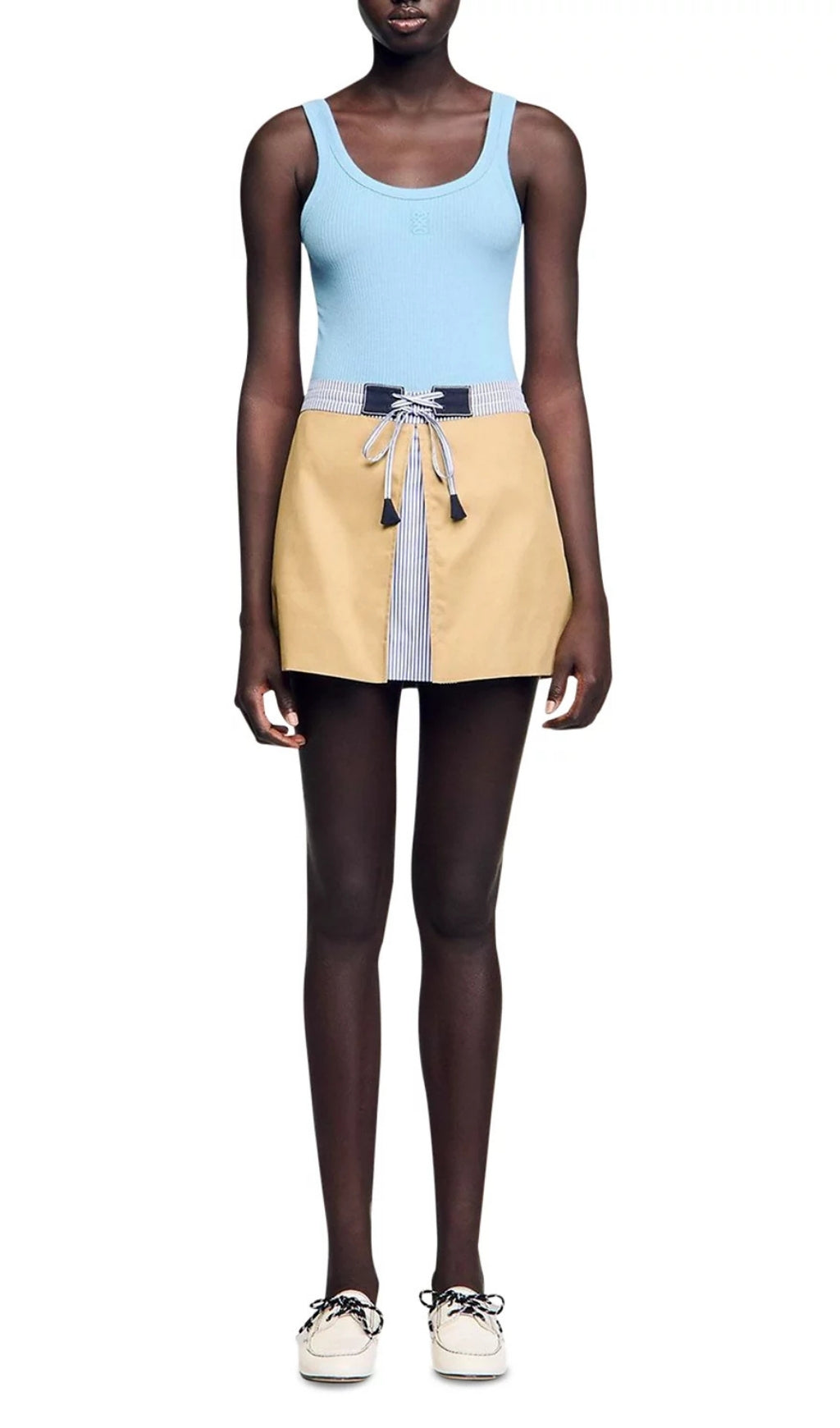 Short Dual Material Skirt Flowering Girl