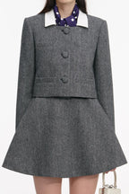 Euryda Herringbone Polka Dot Scarf Jacket Flowering Girl