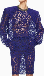 Hermia Blue Long Sleeve Mini Dress Flowering Girl