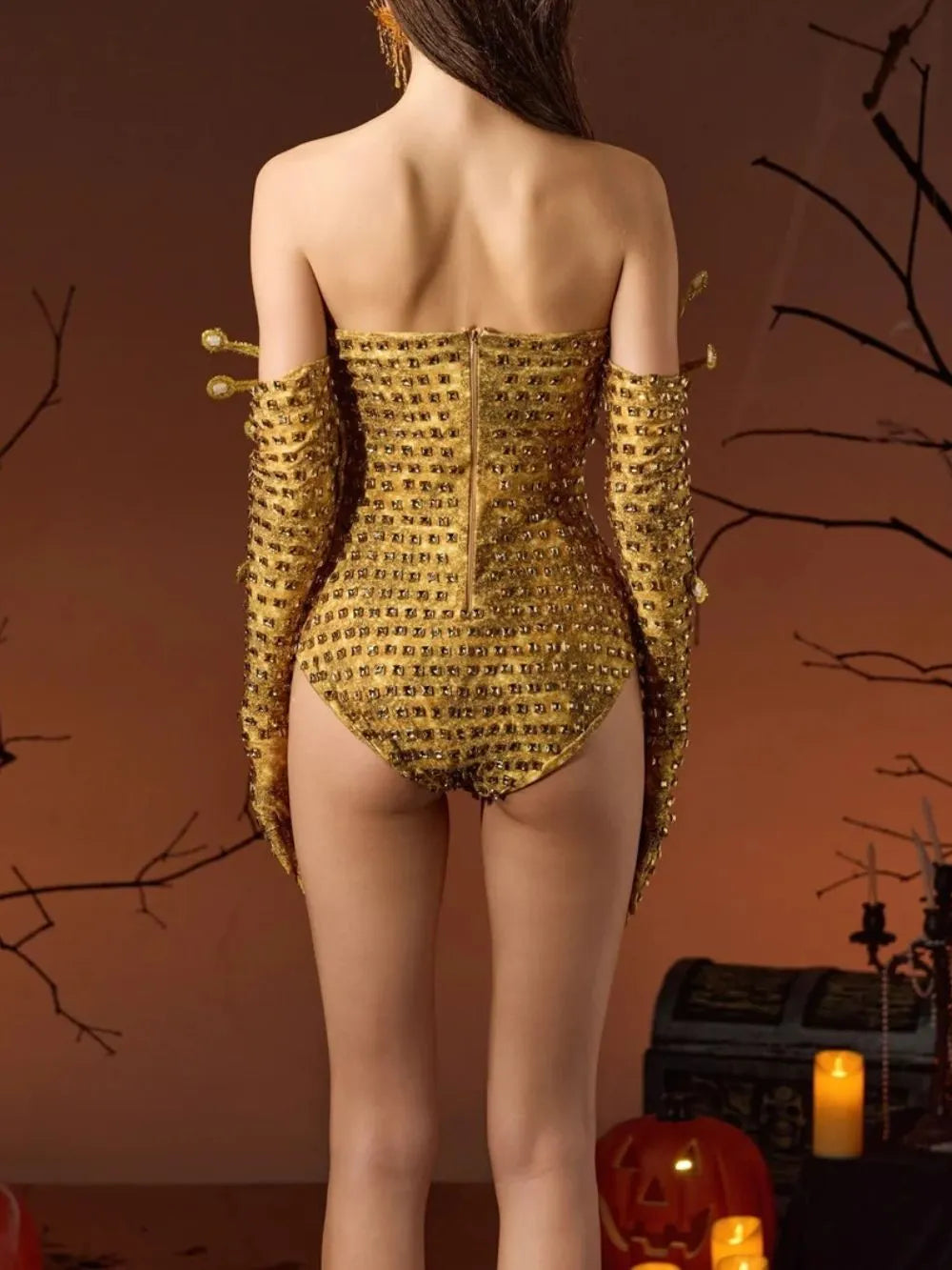 Ghita Rhinestone Eye Bodysuit Flowering Girl